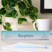 Porte-nom Pour Bureau Turtles Réception Côtière Turquoise Argent