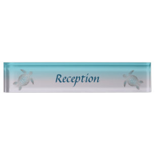 Porte-nom Pour Bureau Turtles Réception Côtière Turquoise Argent