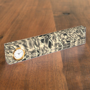 Porte-nom Pour Bureau Twisted avec ton beige foncé, miroir