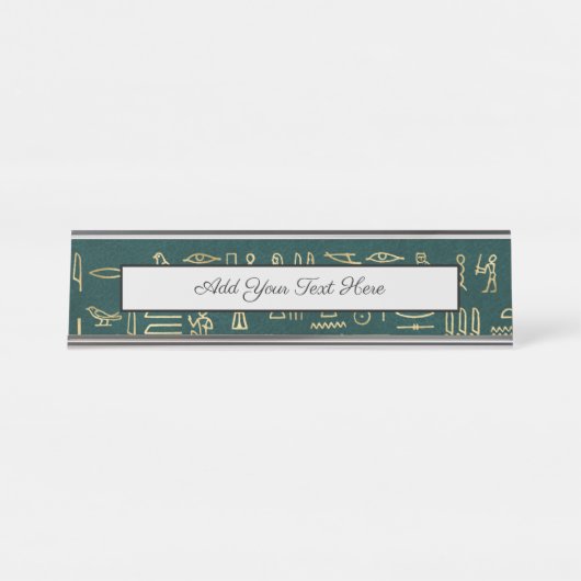 Porte-nom Pour Bureau Typographie égyptienne des Hiéroglyphes d'or (Devant)