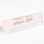 Porte-nom Pour Bureau Typographie rose rétro