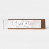 Porte-nom Pour Bureau Typographie Script élégant Rose moderne marbre d'o (Devant)