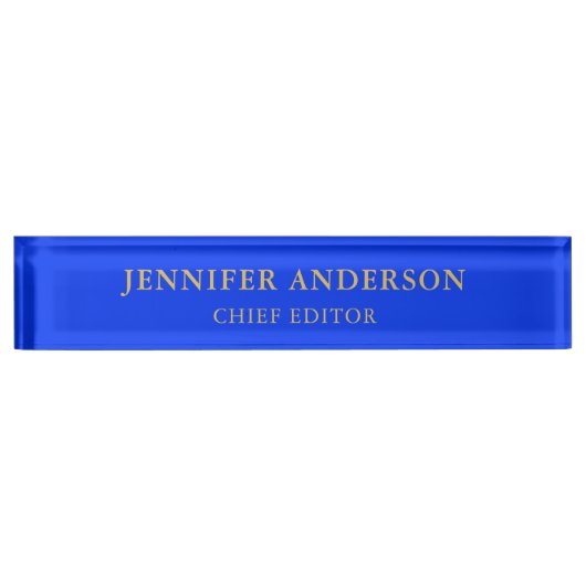 Porte-nom Pour Bureau Ultramarine Blue Gold Professional Modern Plain (Devant)