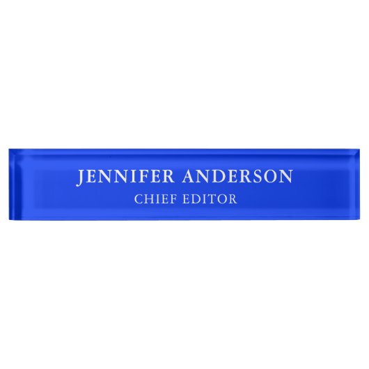 Porte-nom Pour Bureau Ultramarine Blue Professional Modern Plain (Devant)