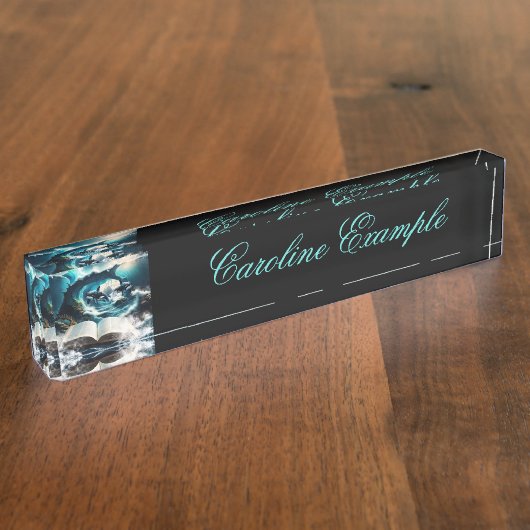 Porte-nom Pour Bureau Un bain à vapeur Orca dans la vague. (Taille)