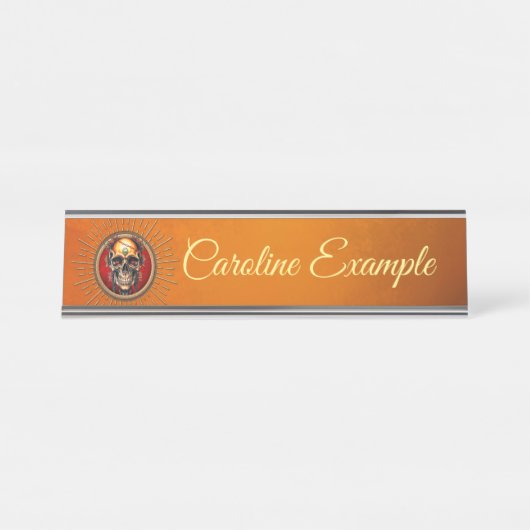 Porte-nom Pour Bureau Un crâne (Devant)
