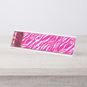 Porte-nom Pour Bureau Un motif floral complexe en rose et blanc, art
