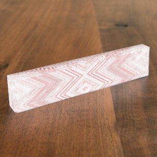 Porte-nom Pour Bureau Un motif symétrique en moti rouge et rose