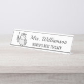 Porte-nom Pour Bureau Une chouette note de remerciement de l'enseignant (Devant)