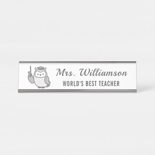 Porte-nom Pour Bureau Une chouette note de remerciement de l'enseignant (Devant)