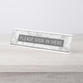 Porte-nom Pour Bureau Une ligne de texte - Marbre blanc gris (Devant)