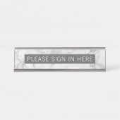 Porte-nom Pour Bureau Une ligne de texte - Marbre blanc gris (Devant)