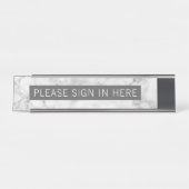 Porte-nom Pour Bureau Une ligne de texte - Marbre blanc gris (Devant)