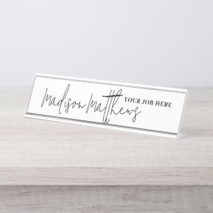 Porte-nom Pour Bureau Une typographie manuscrite minimaliste moderne