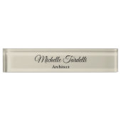 Porte-nom Pour Bureau Unique Élégant Minimal Moderne Script Calligraphie (Devant)