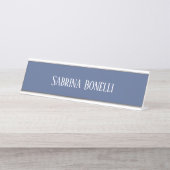 Porte-nom Pour Bureau Unique Élégant Plat Bleu Simple (Devant)