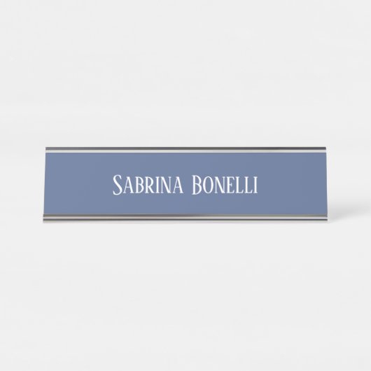 Porte-nom Pour Bureau Unique Élégant Plat Bleu Simple (Devant)