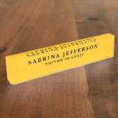 Porte-nom Pour Bureau Unique Élégant Plat Simple Minimal Jaune Orange (Taille)