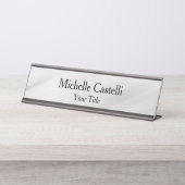 Porte-nom Pour Bureau Unique Professionnel Classique Simple Gris (Devant)