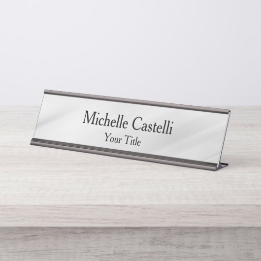 Porte-nom Pour Bureau Unique Professionnel Classique Simple Gris (Devant)