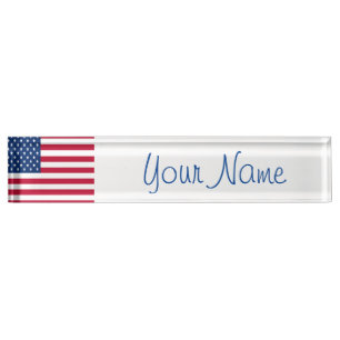 Porte-nom Pour Bureau USA Flag Patriotic Custom Desk Name Plate Office