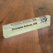 Porte-nom Pour Bureau Vache Holstein et veau mignon en pâturage d'été (Taille)