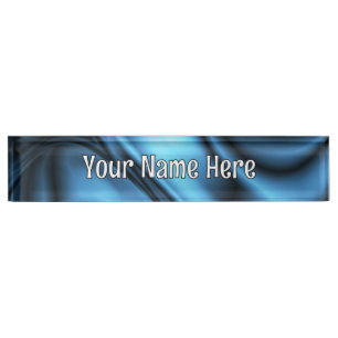Porte-nom Pour Bureau Vague de soie bleue