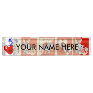 Porte-nom Pour Bureau Valentine Retro Love Hugs Motif