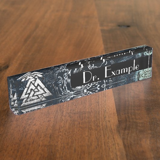 Porte-nom Pour Bureau Valknut~ (Wavy) (Taille)