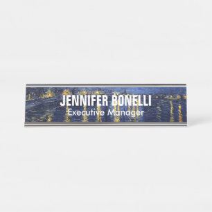Porte-nom Pour Bureau Van Gogh Starry Night Painting Ajouter Votre Nom