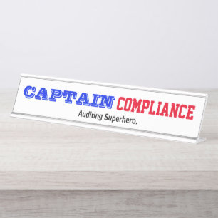 Porte-nom Pour Bureau Vérification de la conformité des capitaines Sup