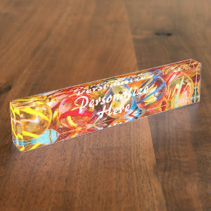 Porte-nom Pour Bureau Verre marbres vieille école coloré