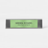 Porte-nom Pour Bureau Vert arrière - plan irisé accent noir (Devant)