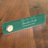 Porte-nom Pour Bureau Vert Chasseur avec titre de poste (Taille)