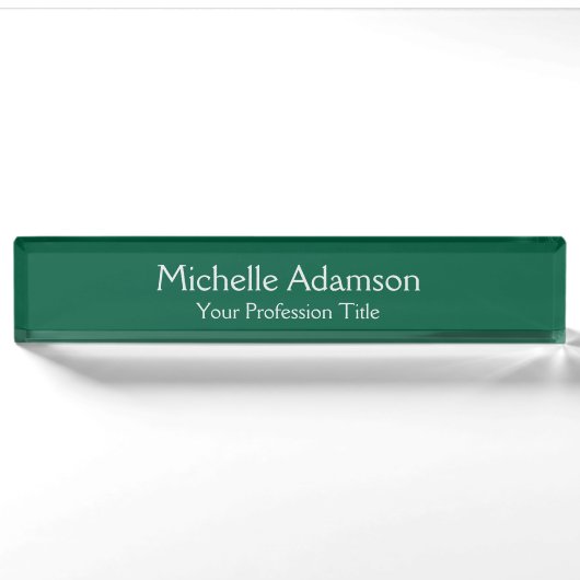 Porte-nom Pour Bureau Vert Couleur Professionnel Plat Moderne (Devant)