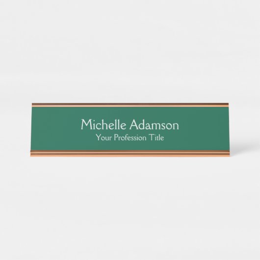 Porte-nom Pour Bureau Vert Couleur Professionnel Plat Moderne (Devant)