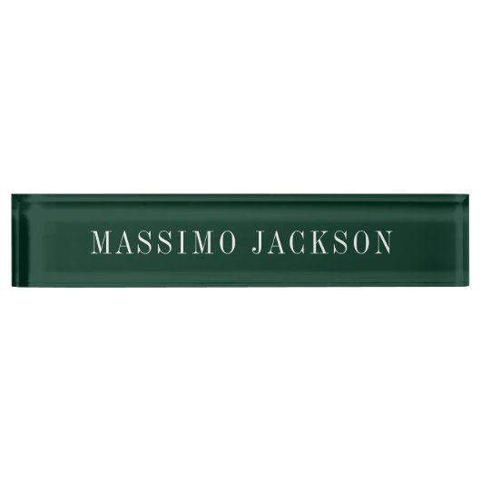 Porte-nom Pour Bureau Vert foncé minimaliste uni moderne  (Devant)