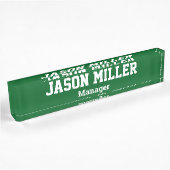Porte-nom Pour Bureau Vert simple avec lettres blanches