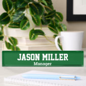 Porte-nom Pour Bureau Vert simple avec lettres blanches