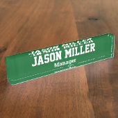 Porte-nom Pour Bureau Vert simple avec lettres blanches (Taille)