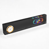 Porte-nom Pour Bureau Vibrant infinity with rainbow butterfly on black