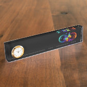 Porte-nom Pour Bureau Vibrant infinity with rainbow butterfly on black (Taille)