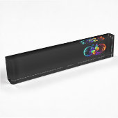 Porte-nom Pour Bureau Vibrant infinity with rainbow butterfly on black