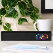 Porte-nom Pour Bureau Vibrant infinity with rainbow butterfly on black