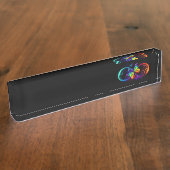Porte-nom Pour Bureau Vibrant infinity with rainbow butterfly on black (Taille)