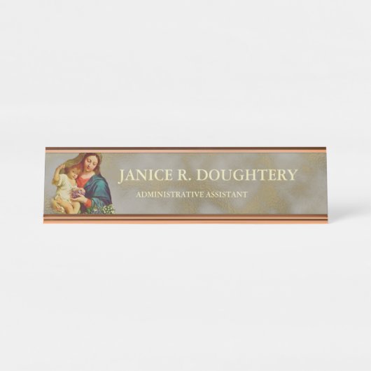 Porte-nom Pour Bureau Vierge catholique religieuse Marie Jésus (Devant)