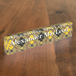 Porte-nom Pour Bureau Vieux clan écossais MacLeod de tartan de Lewis