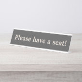 Porte-nom Pour Bureau Vieux style "S'il vous plaît, asseyez-vous !" (Devant)