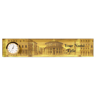 Porte-nom Pour Bureau VILLE IDÉALE, Architecture Renaissance / Jaune d'