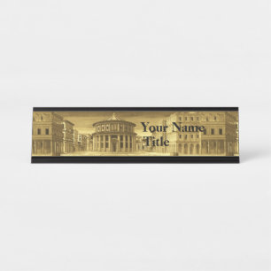 Porte-nom Pour Bureau VILLE IDÉALE, Architecture Renaissance / Jaune or
